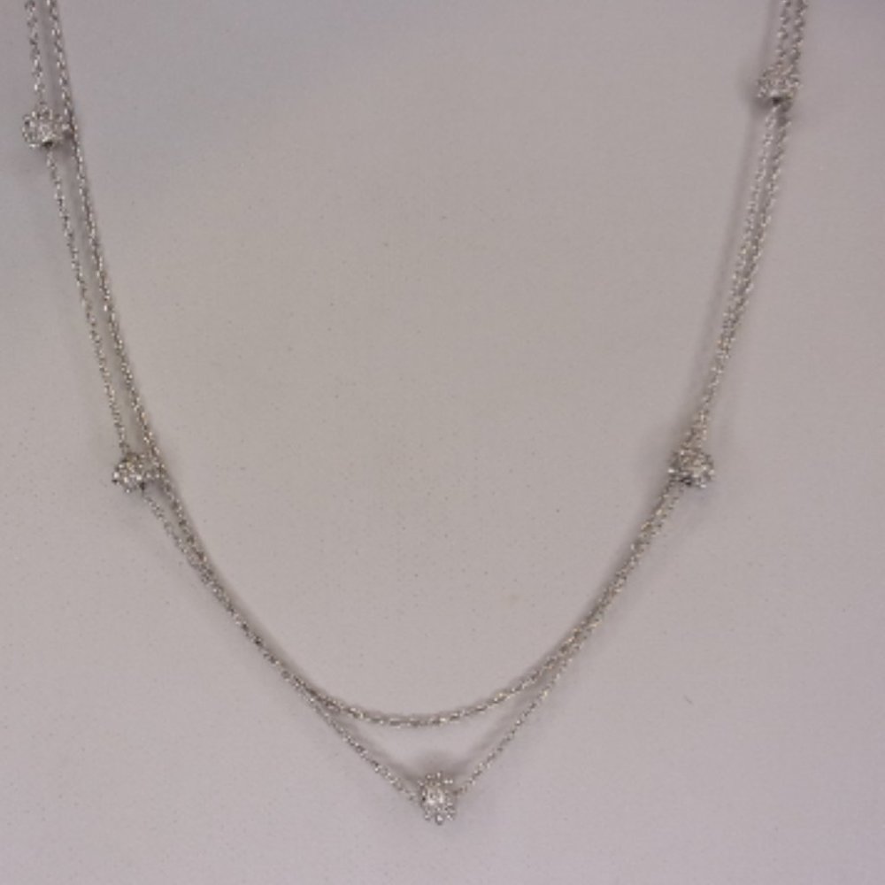 Biagi Silver Tone Layered Chain Beaded Necklace